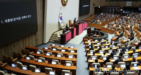 韩国国会全体会议召开，表决尹锡悦弹劾案|界面新闻 · 快讯