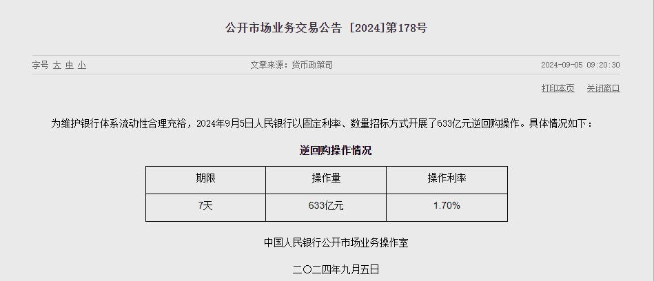 央行公开市场今日净回笼1506亿元|界面新闻 · 快讯