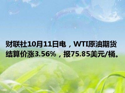 WTI原油期货结算价收涨3.58%|界面新闻 · 快讯